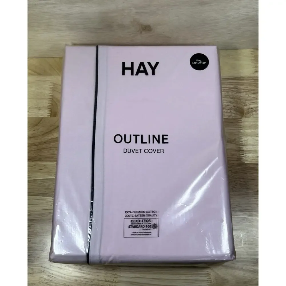 Hay Outline Duvet Cover, Soft Pink - King Size 100% Organic Cotton NEW